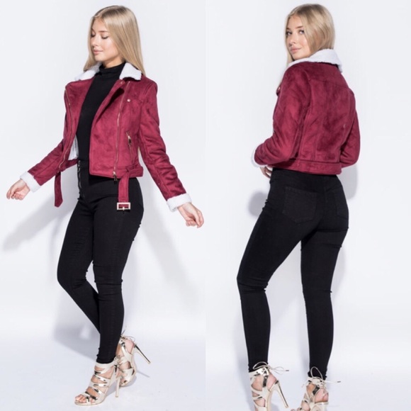 🚨SALE!! Suedette Borg Collar Biker Jacket - Picture 5 of 7